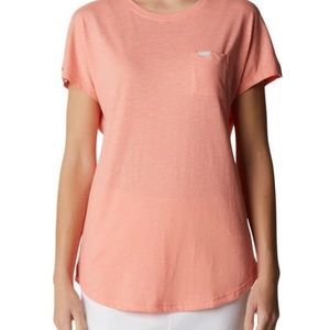 Columbia Coral Reef Cades Cape Tee Short Sleeve Chest Pocket Omni-Wick